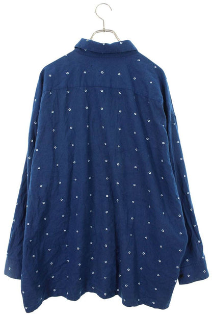 Porter Classic Cotton All-Over Print Long Sleeve Shirt Blue Size XL