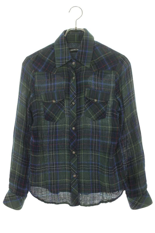 Chrome Hearts Star Ball Cross Patch Gauze Check Long Sleeve Size XS