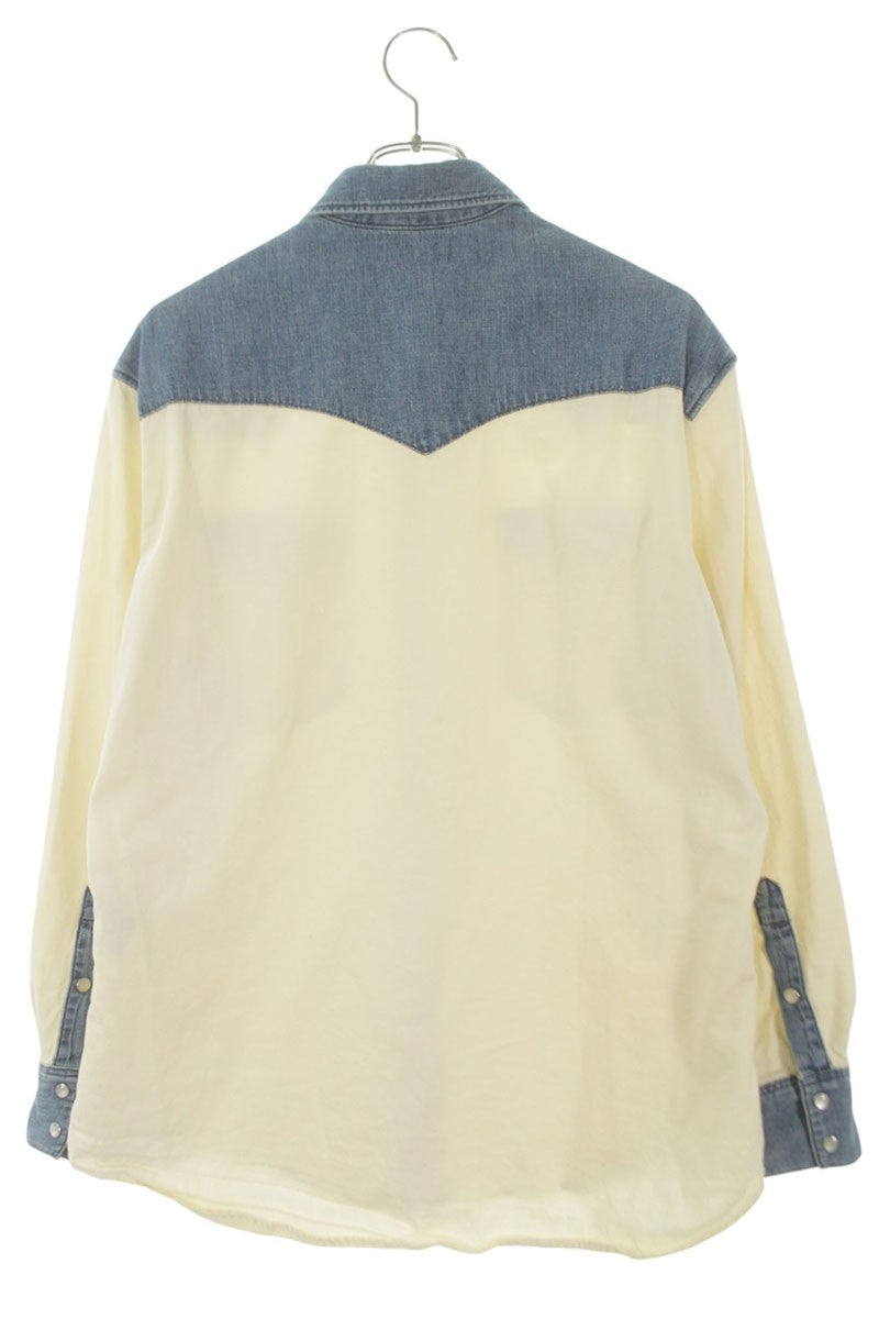 CELINE Oversized Denim Panel Western Long Sleeve Shirt Size XS