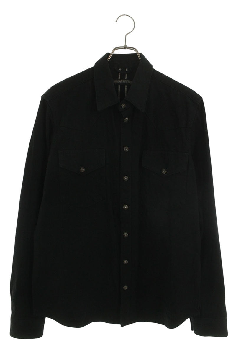 Chrome Hearts LOOSEENDS Long Sleeve Cross Patch Denim Long Sleeve Shirt Size L