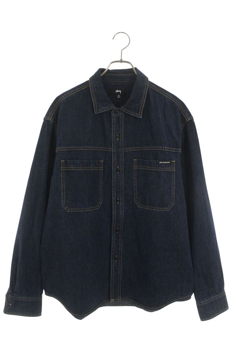 STUSSY Work Denim Long Sleeve Shirt Indigo Size M