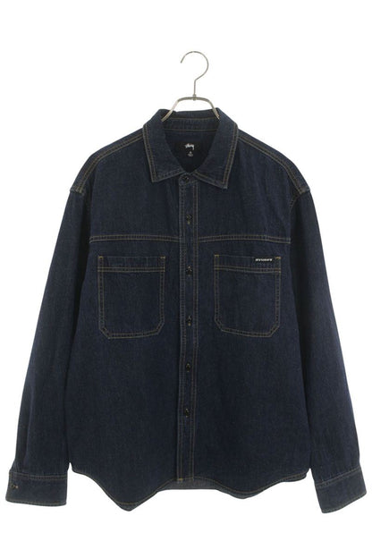 STUSSY Work Denim Long Sleeve Shirt Indigo Size M