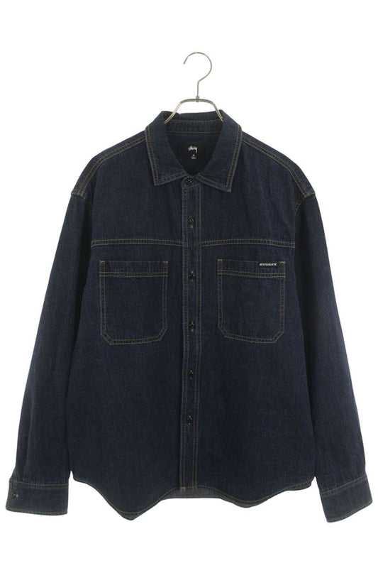 STUSSY Work Denim Long Sleeve Shirt Indigo Size M