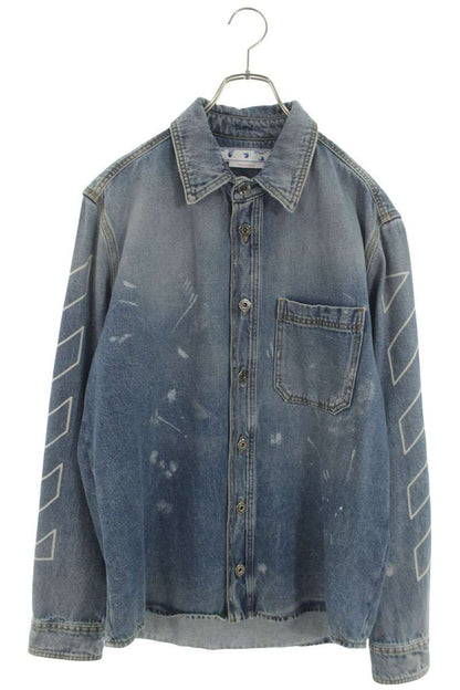 OFF-WHITE Vintage Arrow Embroidered Denim Long Sleeve Shirt Size M