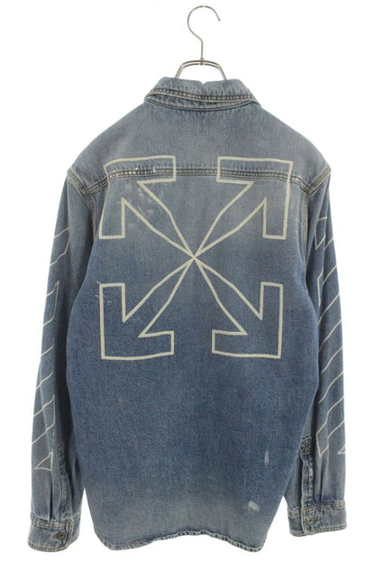 OFF-WHITE Vintage Arrow Embroidered Denim Long Sleeve Shirt Size M
