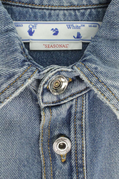 OFF-WHITE Vintage Arrow Embroidered Denim Long Sleeve Shirt Size M