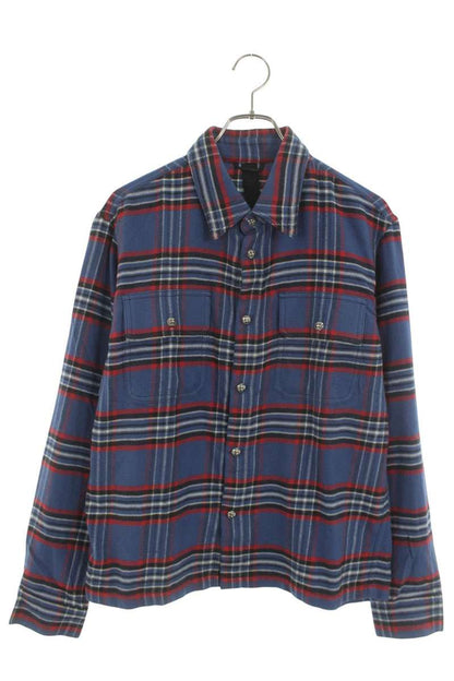 Chrome Hearts WORK DOG Cross Flannel Check Long Sleeve Shirt Size S