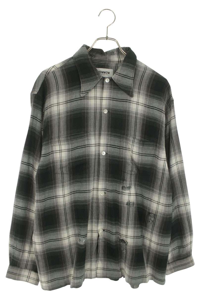 BOWWOW Check Rayon Long Sleeve Shirt Black/Gray Size M