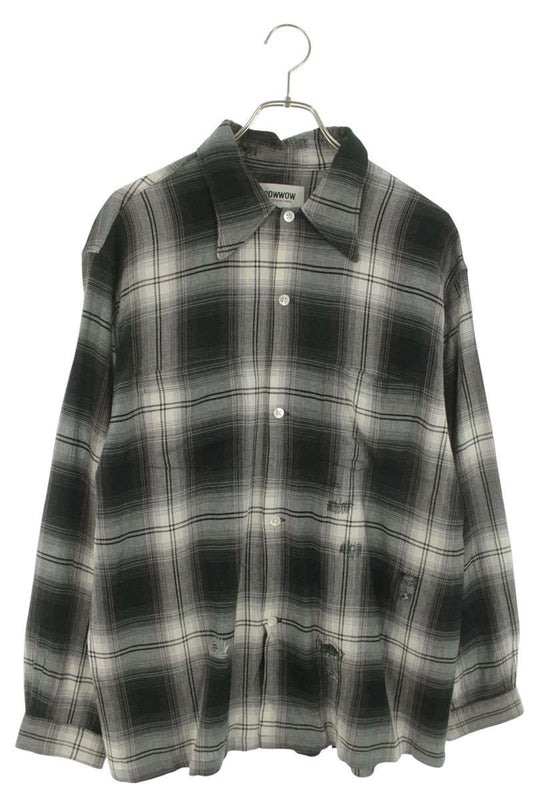 BOWWOW Check Rayon Long Sleeve Shirt Black/Gray Size M