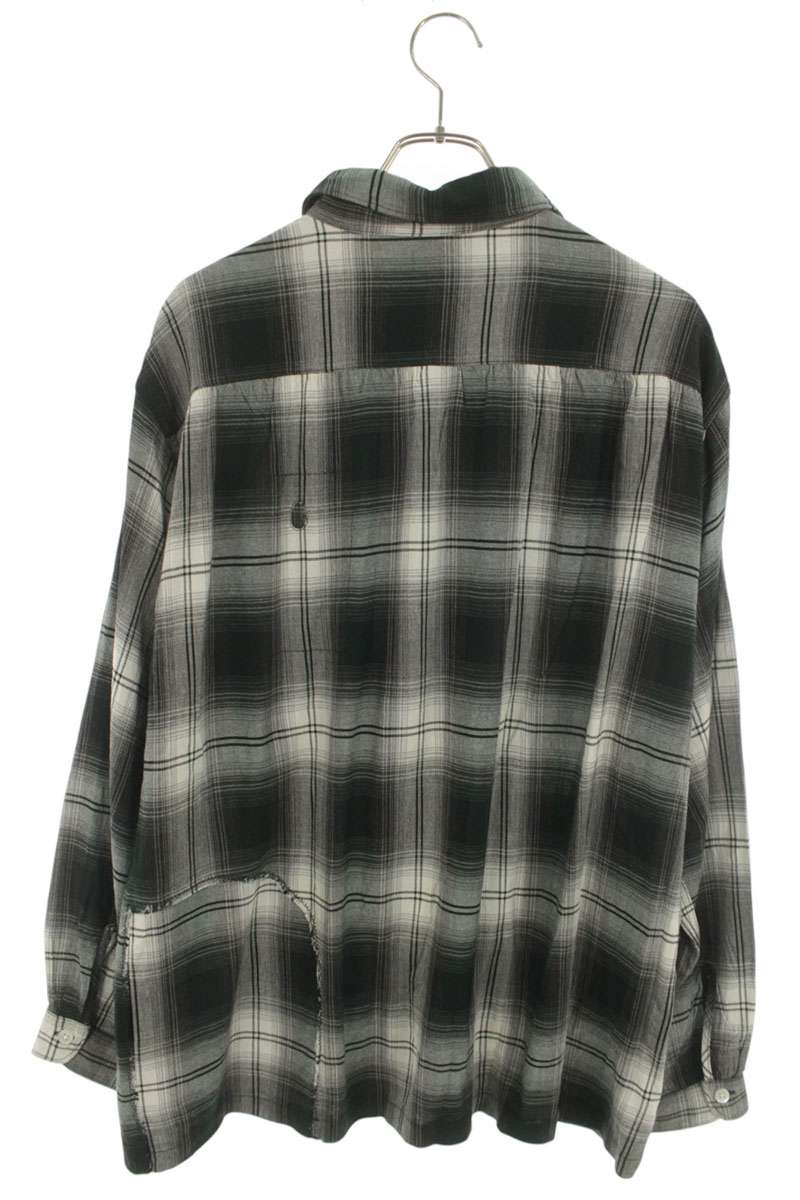 BOWWOW Check Rayon Long Sleeve Shirt Black/Gray Size M