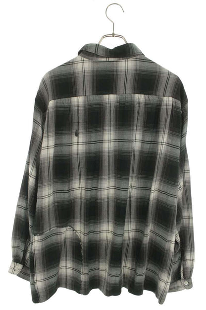 BOWWOW Check Rayon Long Sleeve Shirt Black/Gray Size M