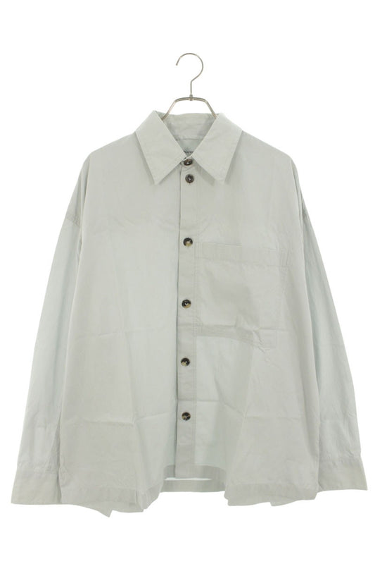 BOTTEGA VENETA Cotton Silk Oversized Long Sleeve Shirt Gray Size M