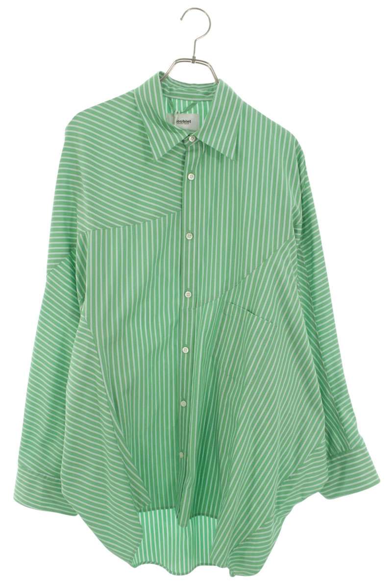 doublet 25AW Cut Stripe Cotton Long Sleeve Shirt Green Size M