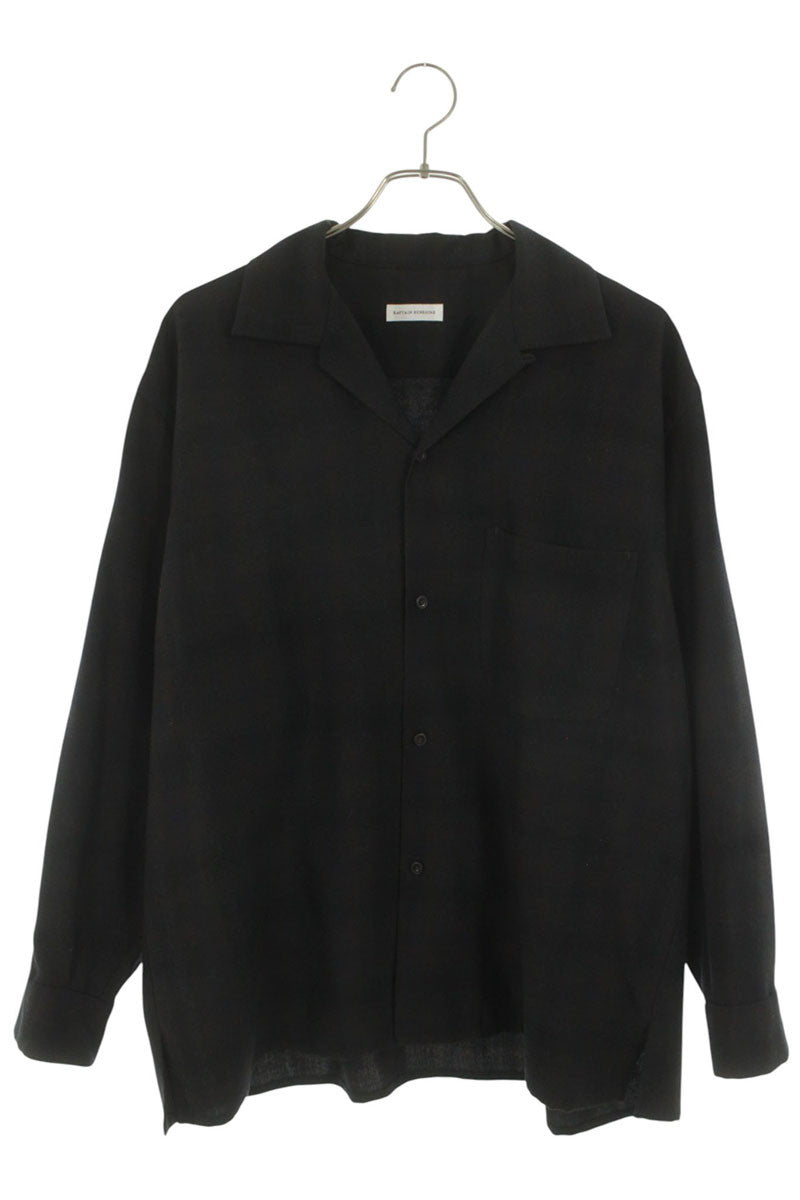 KAPTAIN SUNSHINE Wool Open Collar Check Long Sleeve Shirt Size L