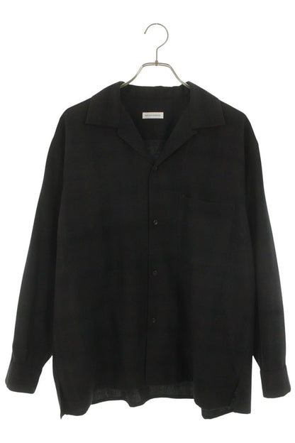 KAPTAIN SUNSHINE Wool Open Collar Check Long Sleeve Shirt Size L