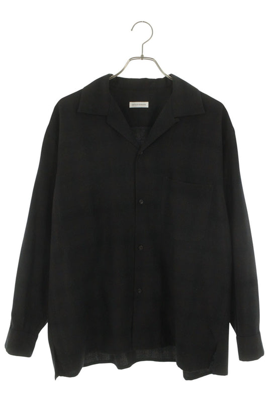 KAPTAIN SUNSHINE Wool Open Collar Check Long Sleeve Shirt Size L