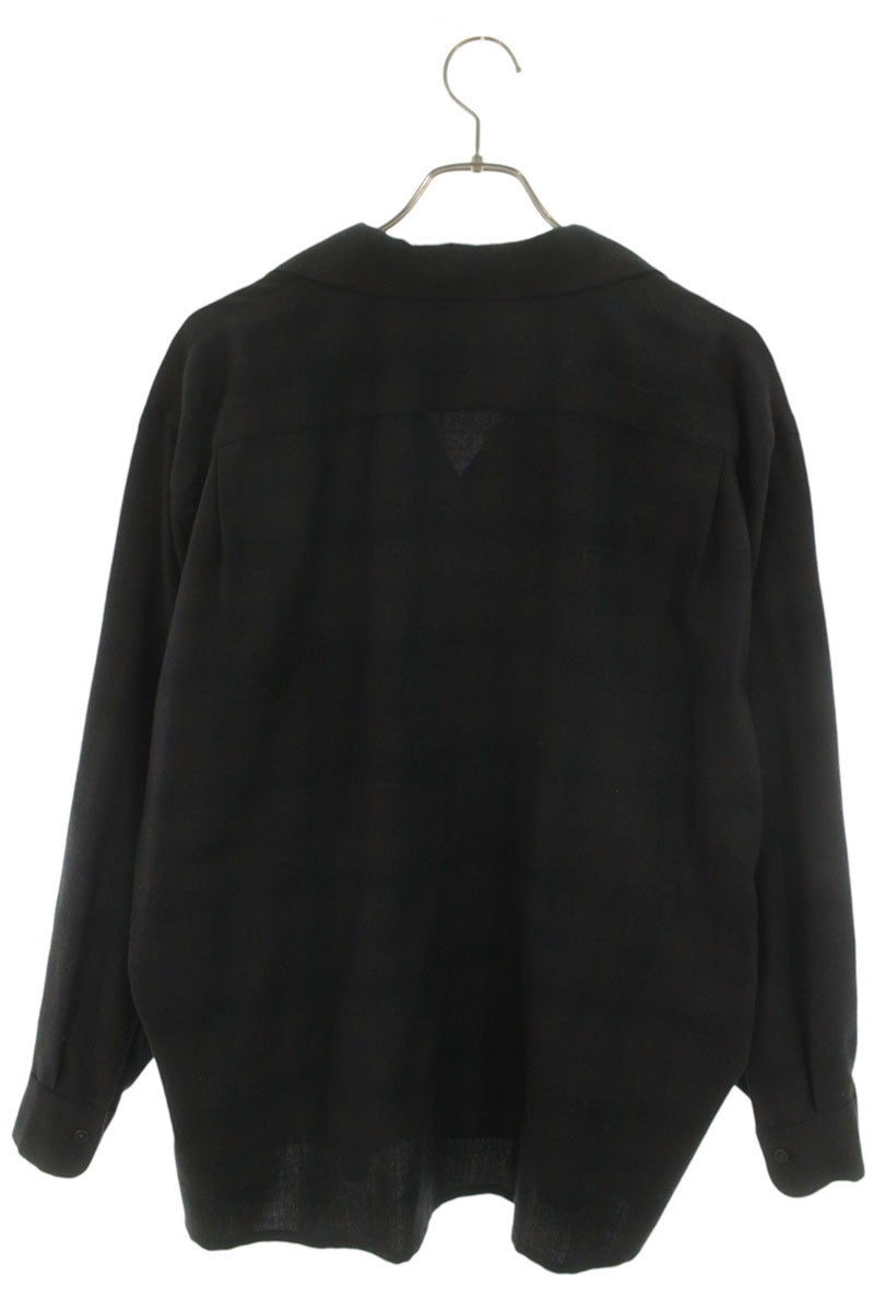 KAPTAIN SUNSHINE Wool Open Collar Check Long Sleeve Shirt Size L