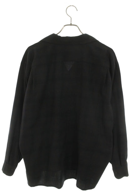 KAPTAIN SUNSHINE Wool Open Collar Check Long Sleeve Shirt Size L