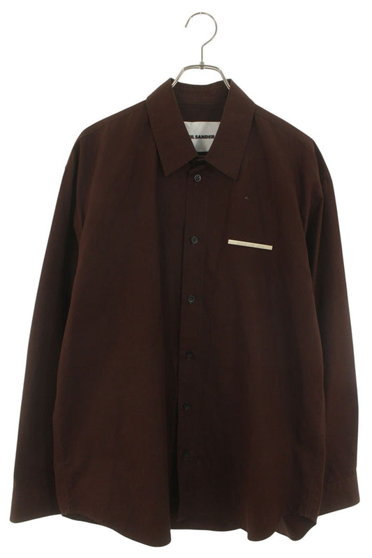 JILSANDER Cotton Plate Design Long Sleeve Shirt Brown Size M