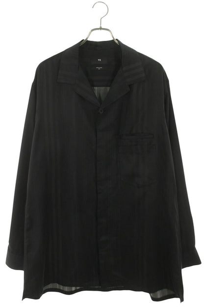 Y-3 3-Stripe Drape Cupro Long Sleeve Shirt Black Size M
