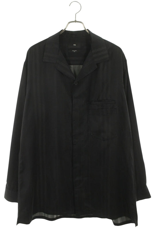 Y-3 3-Stripe Drape Cupro Long Sleeve Shirt Black Size M