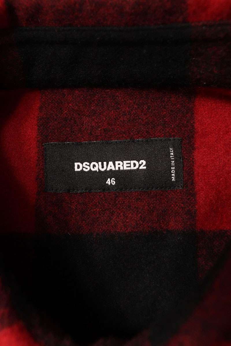 DSQUARED 21AW Icon Check Wool Blend Long Sleeve Shirt Size S