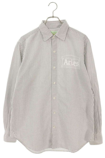 ARIES Logo Print Stripe Cotton Long Sleeve Shirt Size M
