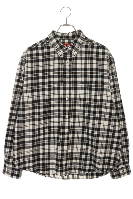 SUPREME Plaid Flannel Logo Embroidered Shirt Size S