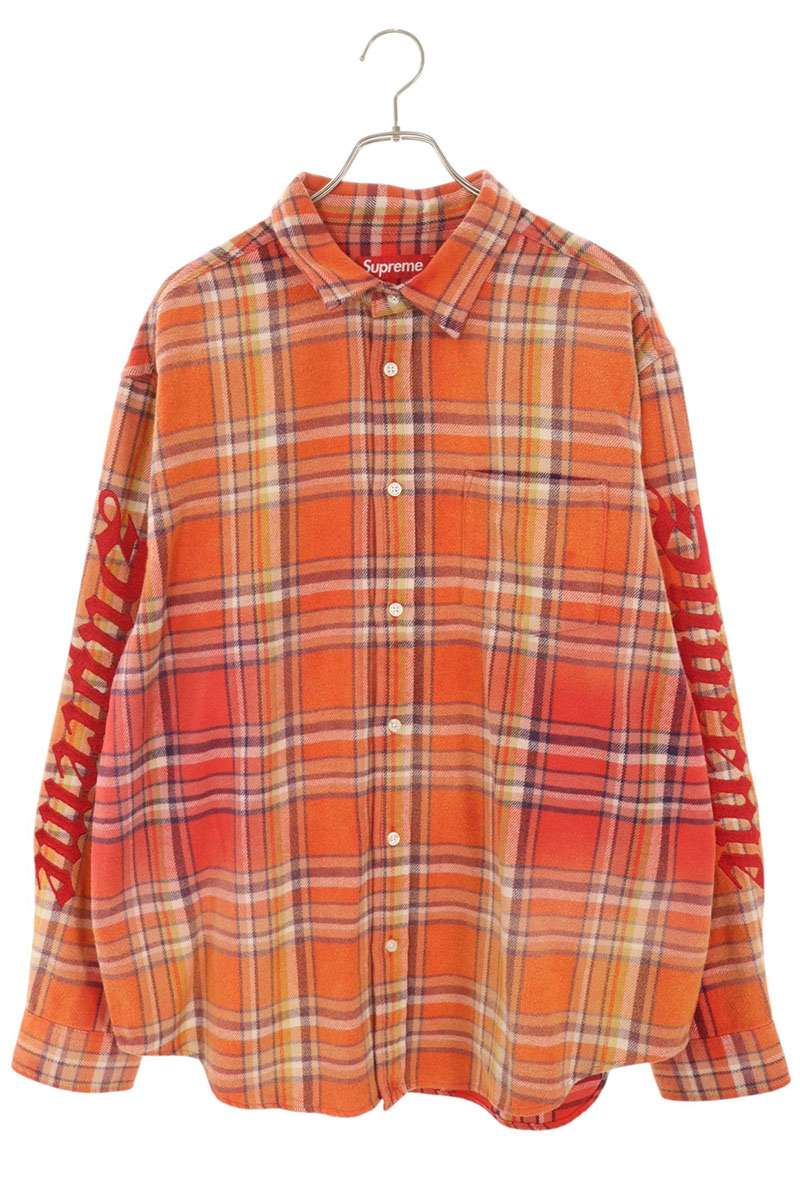 SUPREME English Plaid Flannel Shirt Orange Size L