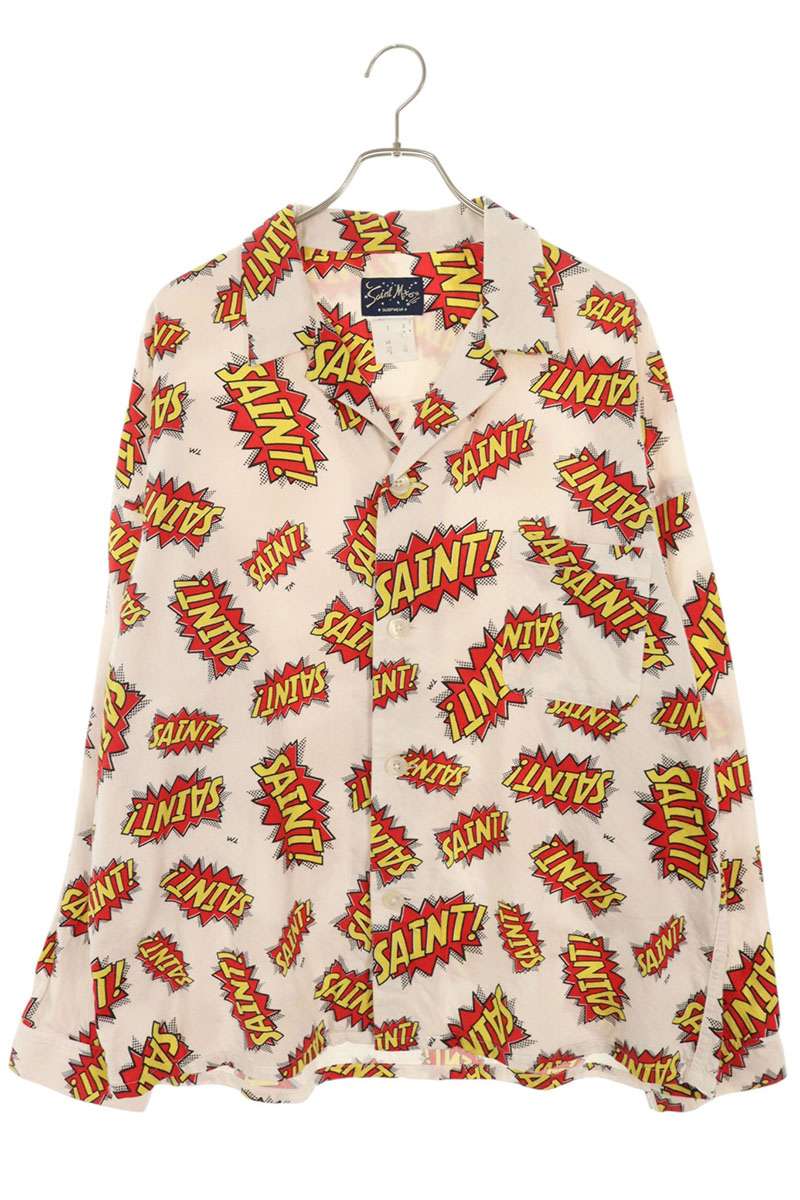 SAINT MICHAEL 22AW Logo Pajama Long Sleeve Shirt White Size M