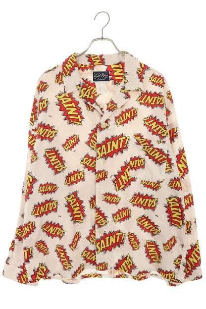 SAINT MICHAEL 22AW Logo Pajama Long Sleeve Shirt White Size M