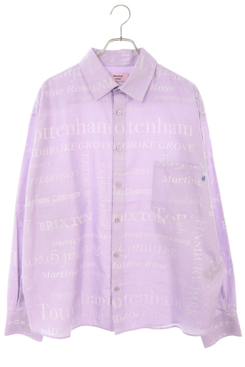 MARTIN ROSE All-Over Text Print Cotton Long Sleeve Shirt Size S