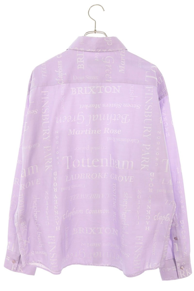 MARTIN ROSE All-Over Text Print Cotton Long Sleeve Shirt Size S