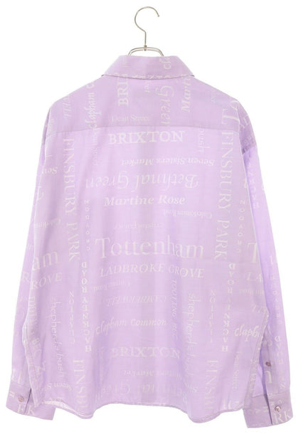 MARTIN ROSE All-Over Text Print Cotton Long Sleeve Shirt Size S