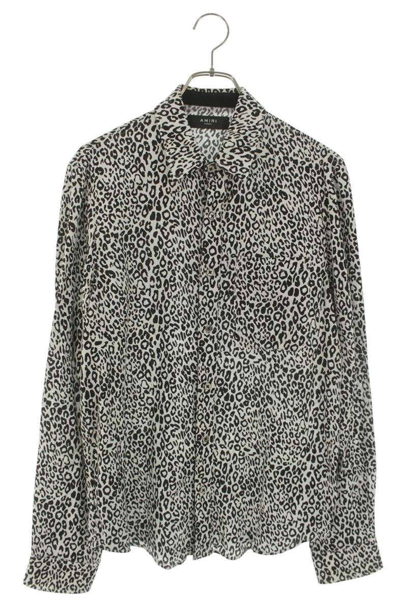 AMIRI Leopard Print Cotton Cashmere Long Sleeve Shirt Size XS