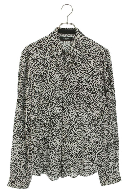 AMIRI Leopard Print Cotton Cashmere Long Sleeve Shirt Size XS