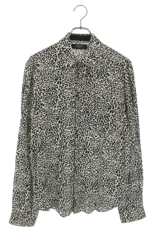 AMIRI Leopard Print Cotton Cashmere Long Sleeve Shirt Size XS