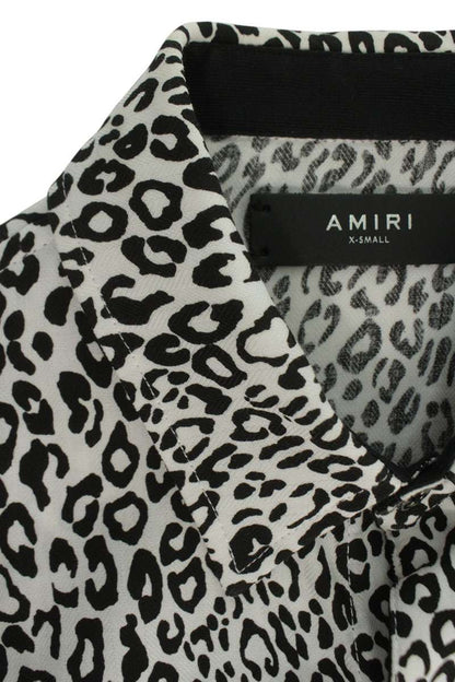 AMIRI Leopard Print Cotton Cashmere Long Sleeve Shirt Size XS