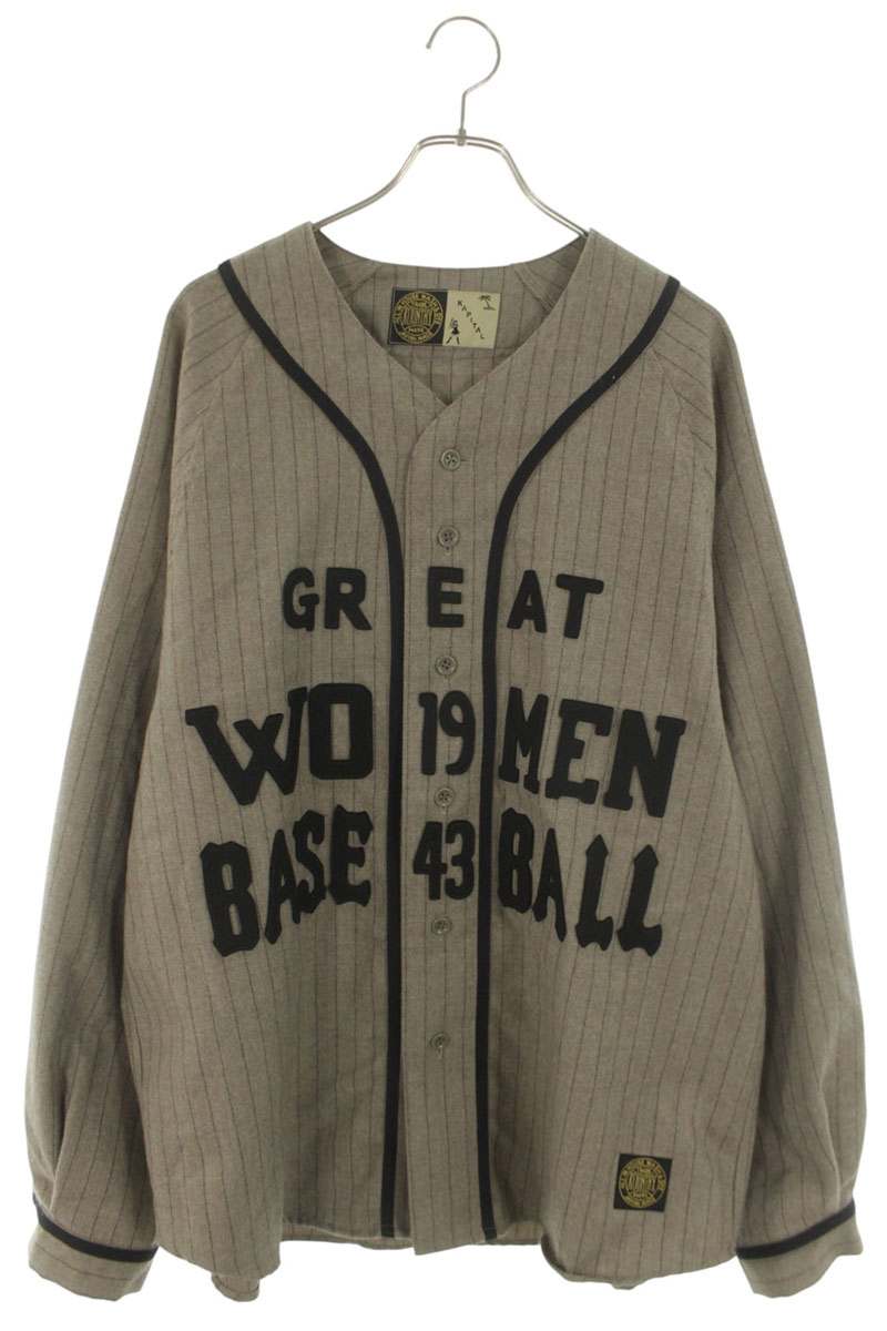 KAPITAL Baseball Wool Shirt Gray Size XL