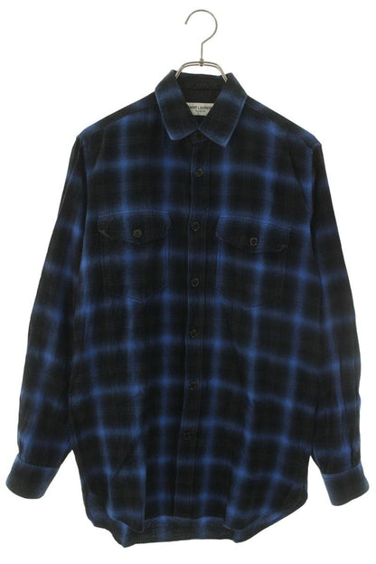 SAINT LAURENT PARIS Ombre Check Long Sleeve Shirt Multi Size S
