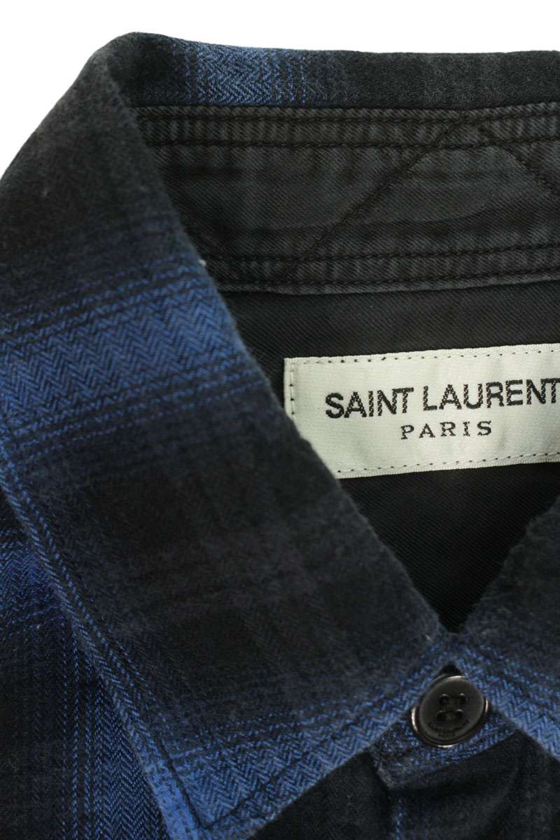 SAINT LAURENT PARIS Ombre Check Long Sleeve Shirt Multi Size S