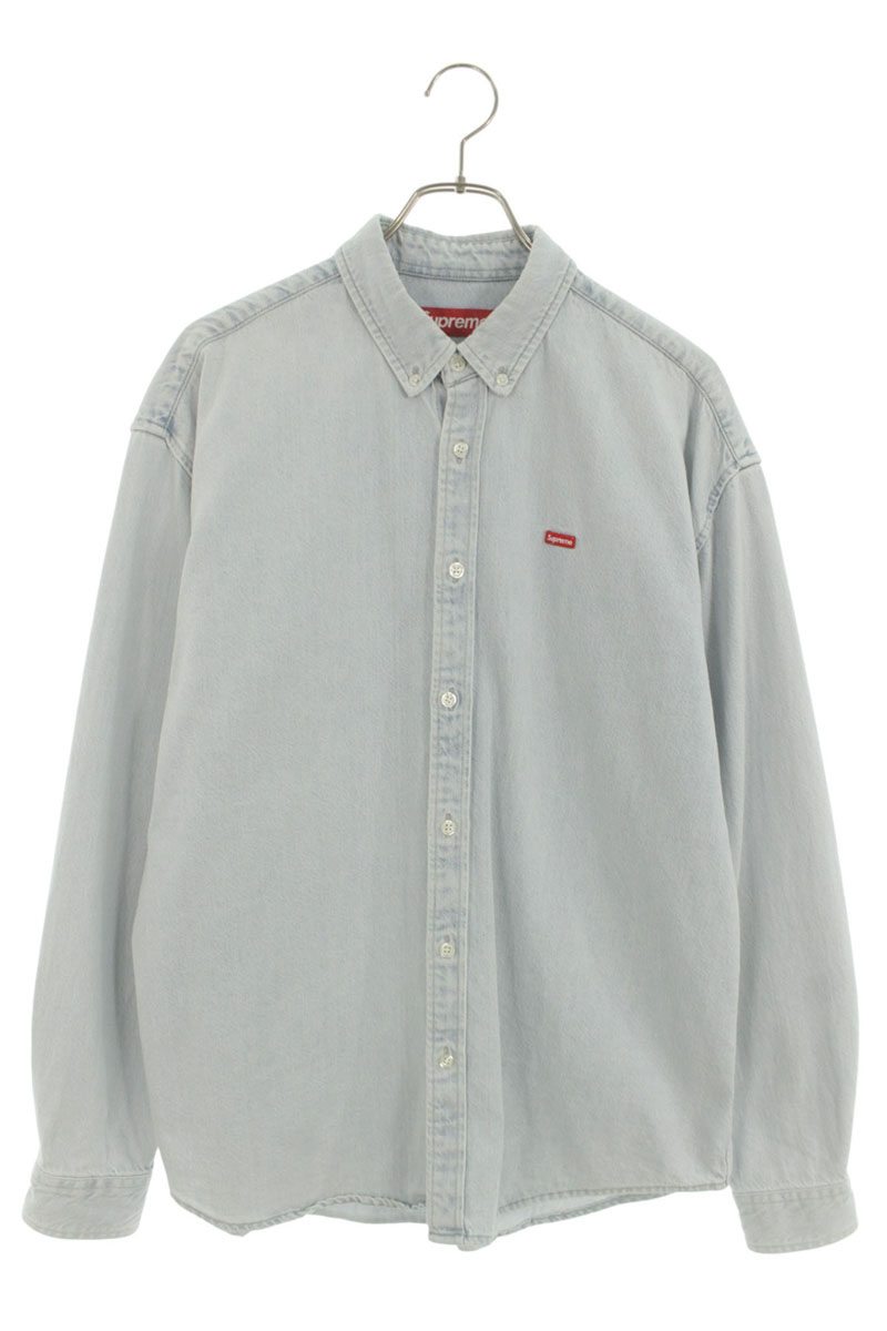 SUPREME 24SS Small Box Washed Denim Long Sleeve Shirt Size M