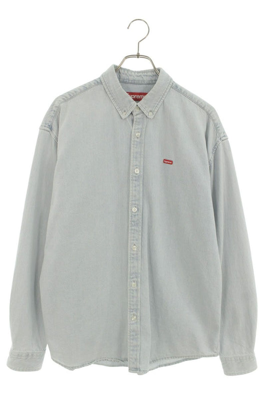 SUPREME 24SS Small Box Washed Denim Long Sleeve Shirt Size M