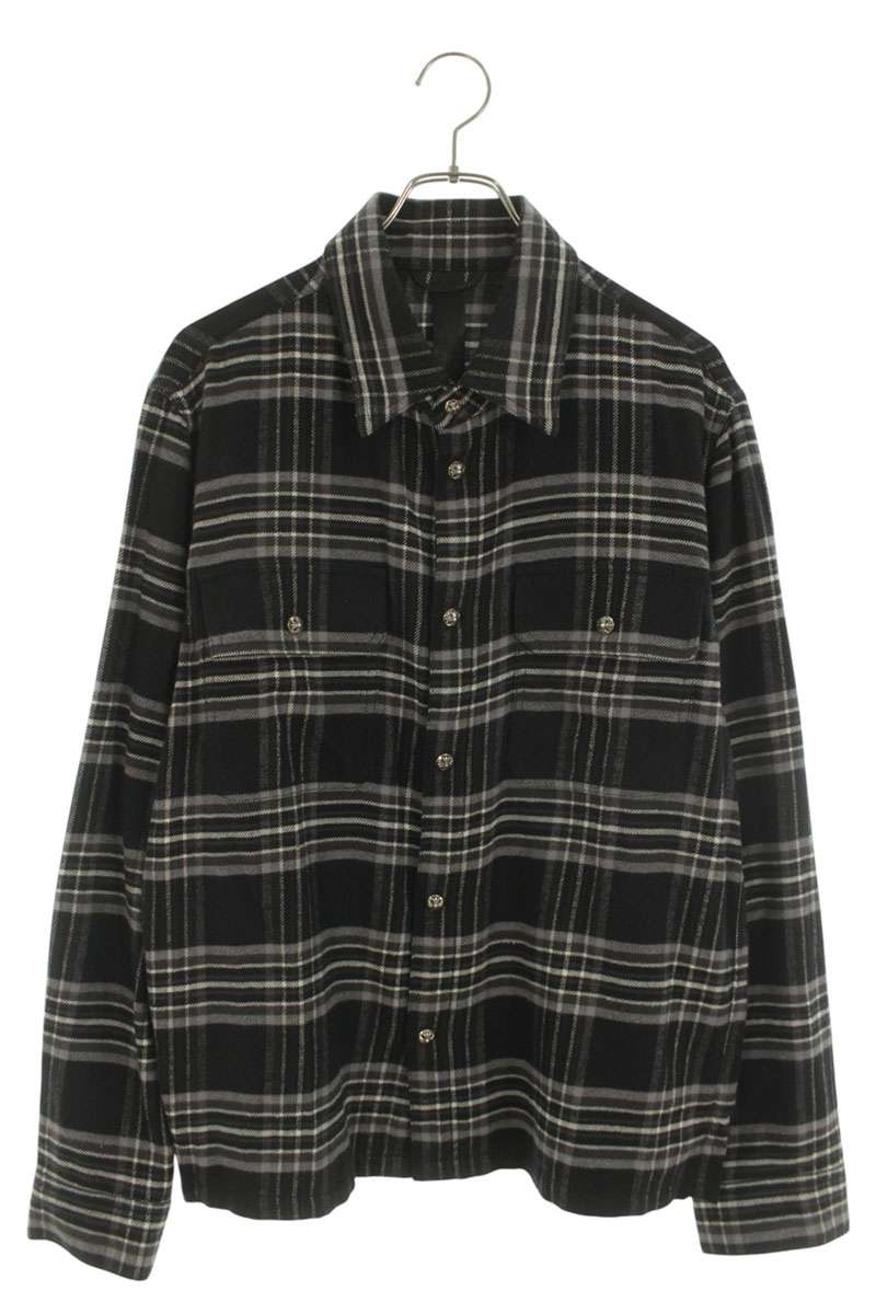 Chrome Hearts WORK DOG Cross Ball Check Long Sleeve Shirt Size M