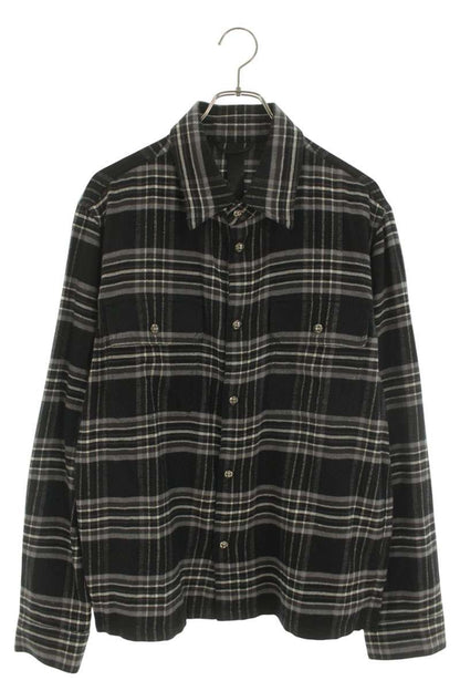 Chrome Hearts WORK DOG Cross Ball Check Long Sleeve Shirt Size M