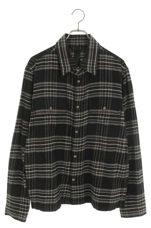 Chrome Hearts WORK DOG Cross Ball Check Long Sleeve Shirt Size M