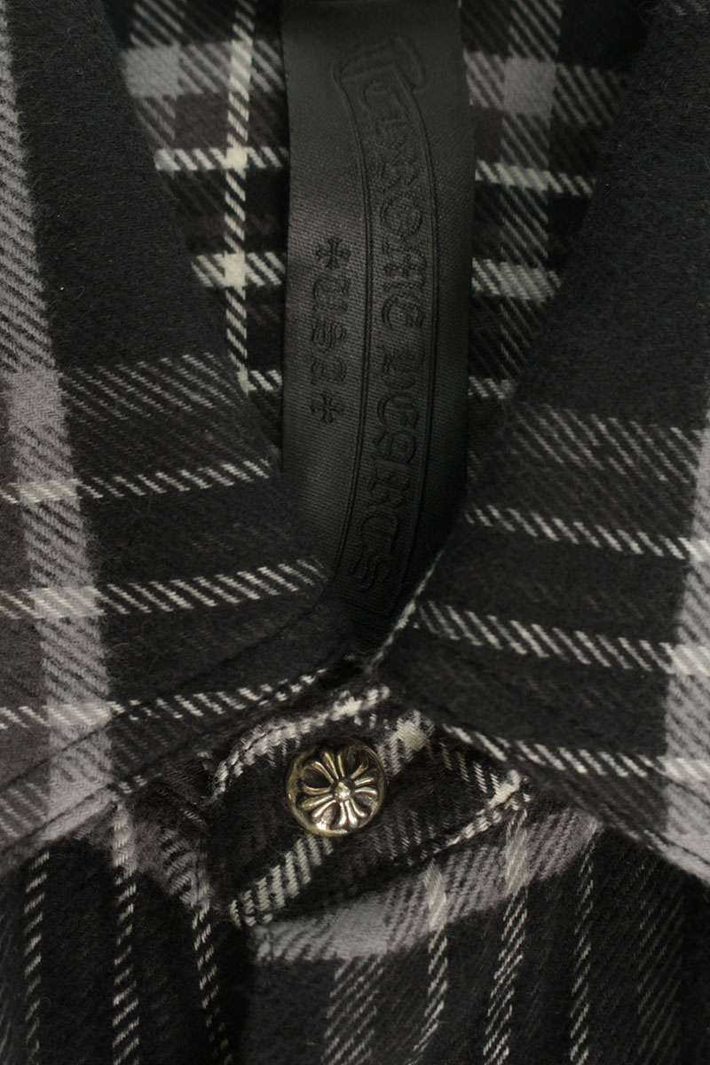 Chrome Hearts WORK DOG Cross Ball Check Long Sleeve Shirt Size M
