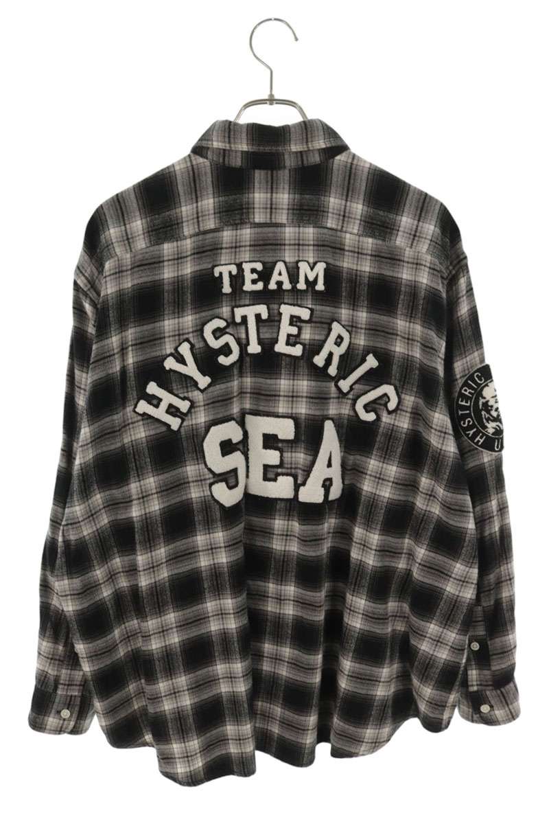 WIND AND SEA Check Patch Oversized Cotton Long Sleeve Shirt Size M