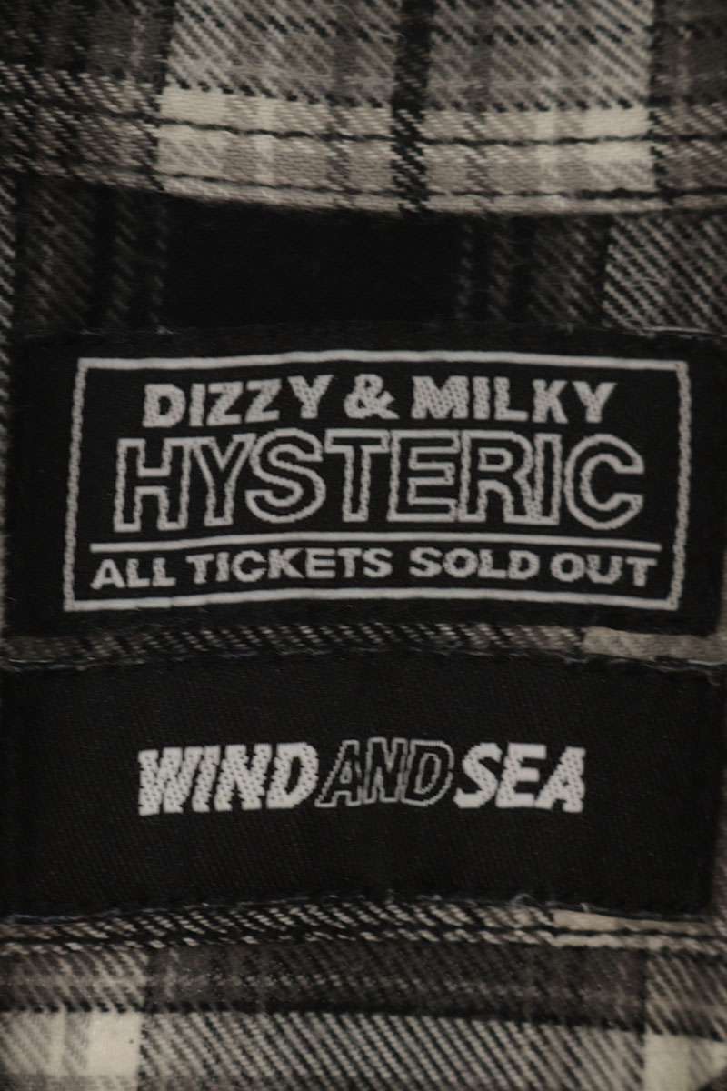 WIND AND SEA Check Patch Oversized Cotton Long Sleeve Shirt Size M