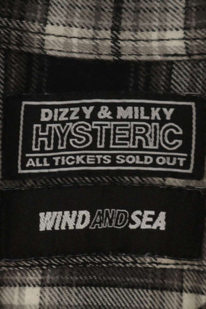 WIND AND SEA Check Patch Oversized Cotton Long Sleeve Shirt Size M